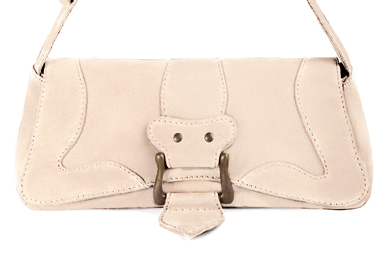 Dress small handbag in powder pink leather - Profile view